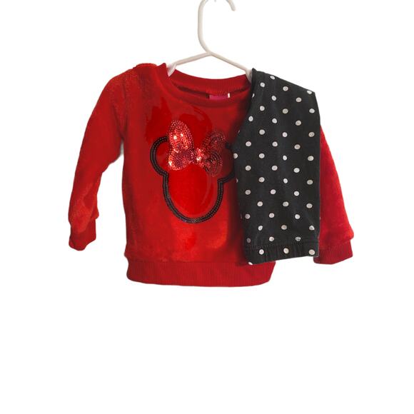 Minnie Mouse Sweater and Black Pants Set Size 18M - Picture 1 of 6